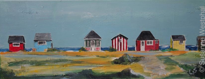 Strandhäuser 50cm x 20cm Landschaftsbild in der Galerie Susanne Westphal - Maritime Kunst