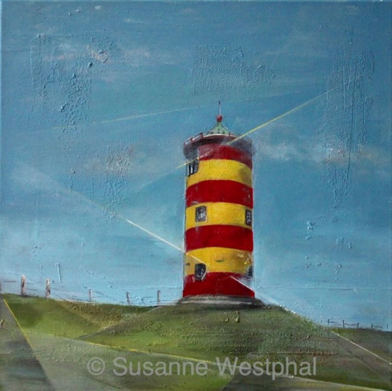 Pilsum 40cm x 40cm Leuchtturmbild in der Galerie Susanne Westphal - Maritime Kunst